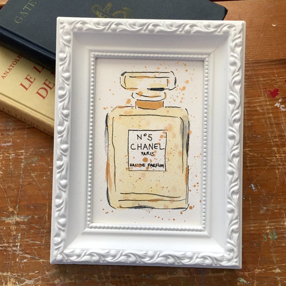 Chanel No 5 Original Watercolour Still Life Painting, Fashion Art, Luxur…